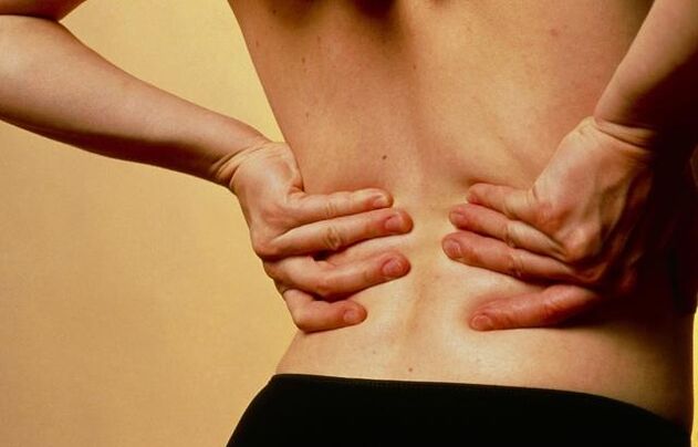 Pain in the lumbar region.